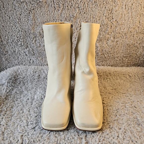 NEW Sam Edelman Women's Irie Side Zip Square Toe Ankle Bootie Size 9.5 Ivory - Picture 3 of 9